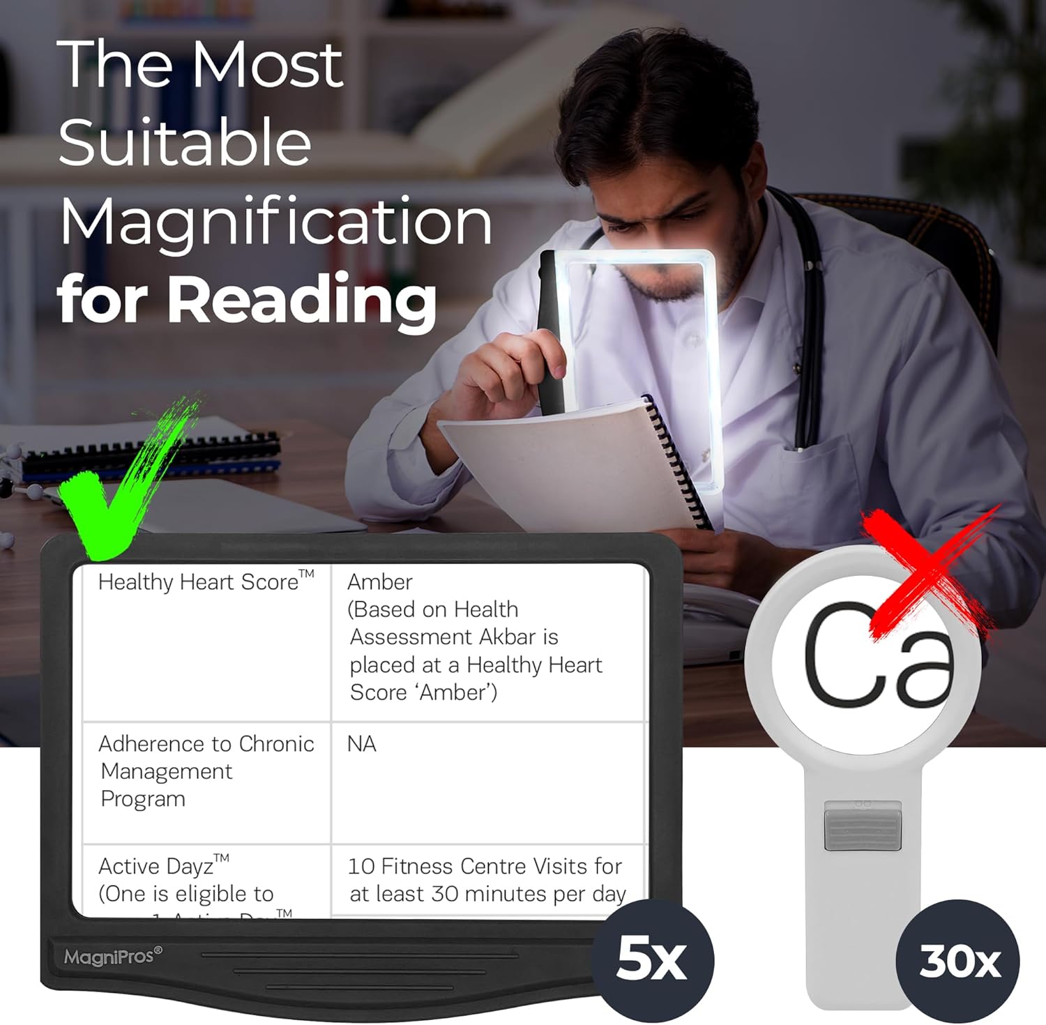 5X Large LED Page Magnifier for Reading Magnifying Glass Reader with 3 Color Lighting Modes & Anti-Glare Lens to Reduce Eye Strain-Perfect for Fine Print.