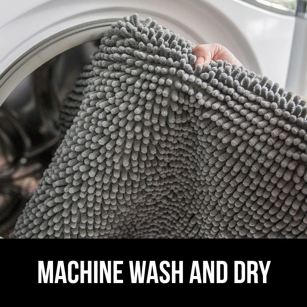 Bath Rug Mat 30X20, Thick Soft Absorbent Chenille, Quick Dry Microfiber Mats, Rubber Backing Washable Shower Floor Rugs, Bathmat Runner, US Designed Bathroom Home Decor Accessories Grey