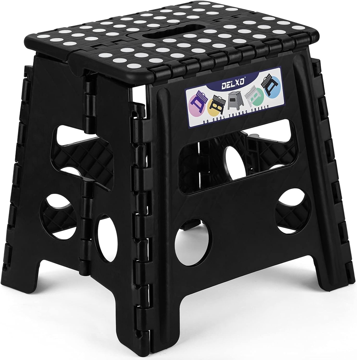Folding Step Stool 9 Inch,Non-Slip Foldable Stools for Kids & Adults up to 300 Lbs,Kitchen Collapsible Fold up Stepping Stool with Dotted 1 Pack,Gray