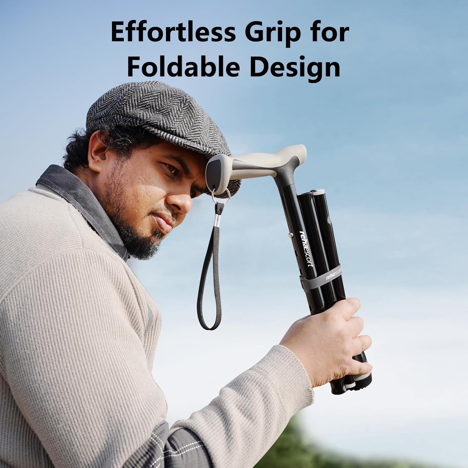 Walking Cane, Folding, Adjustable, Lightweight, Walking Canes for Men & Women, Soft Ergonomic Handle, Heavy Duty All Terrain Tip, Walking Sticks for Seniors & Adults with Travel Bag