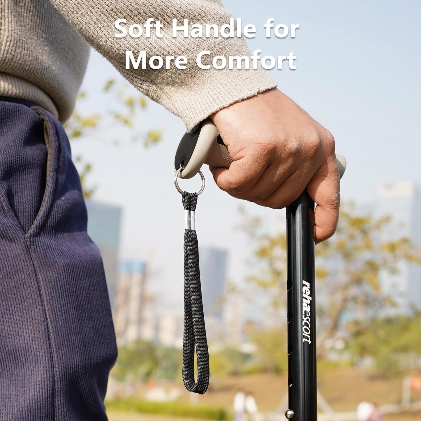 Walking Cane, Folding, Adjustable, Lightweight, Walking Canes for Men & Women, Soft Ergonomic Handle, Heavy Duty All Terrain Tip, Walking Sticks for Seniors & Adults with Travel Bag