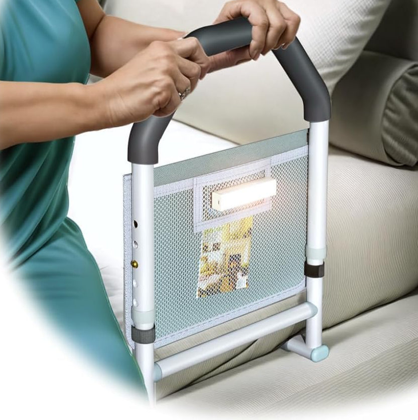 Bed Rails for Elderly Adults Safety - with Motion Light & Storage Pocket - Adjustable Bed Assist Rails for Seniors & Patients - Fits All Beds, Tool-Free Assembly