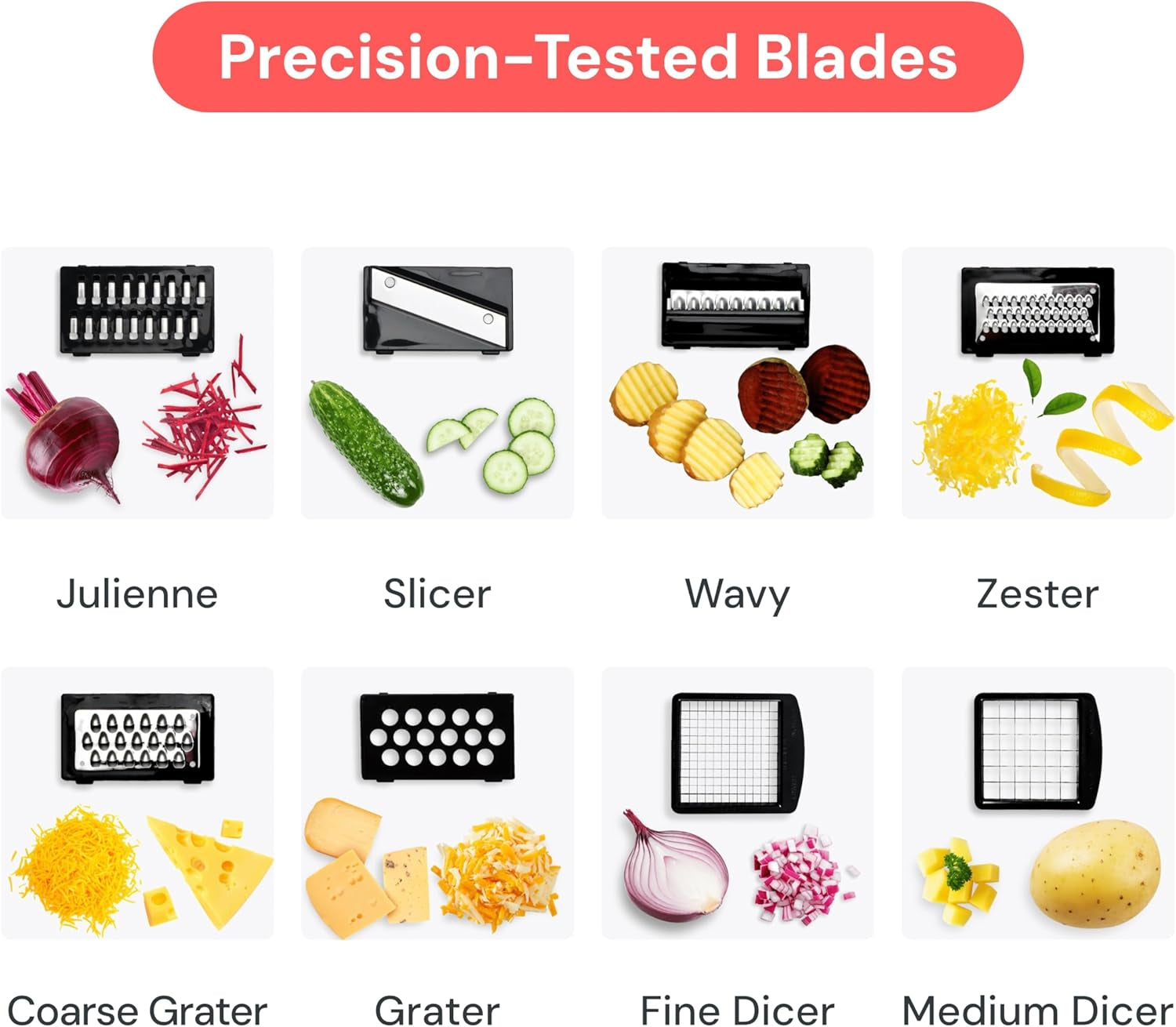 the Original Pro Chopper - Vegetable Chopper and Spiralizer, Food Chopper with Container, Fruit Slicer, Kitchen Gadgets & Gifts, Home Essentials (14 in 1, Silver)