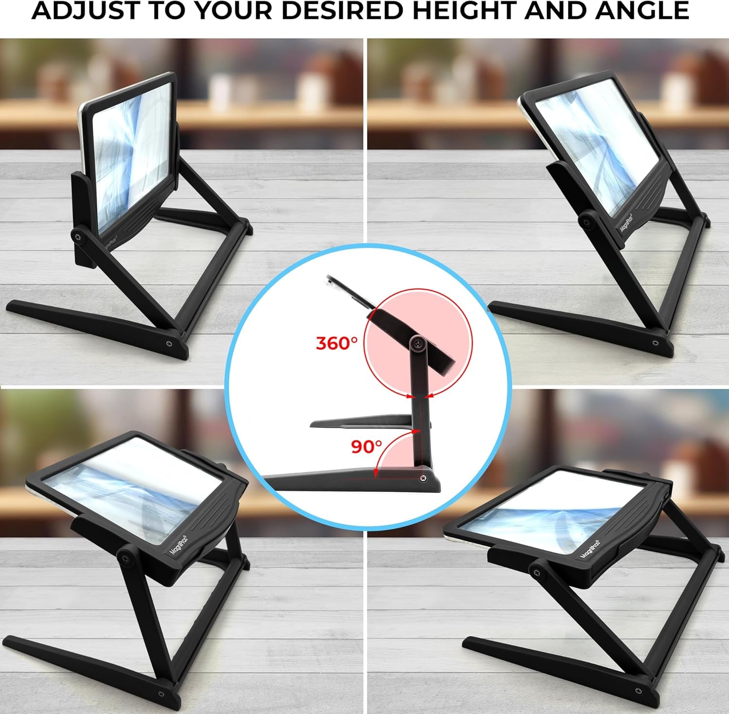 Patented 5X Large LED Page Magnifier with Detachable Stand | Eye Caring 3 Color Light Modes & Anti-Glare Lens to Reduce Eye Strain-Ideal for Reading Fine Print, Crafting.