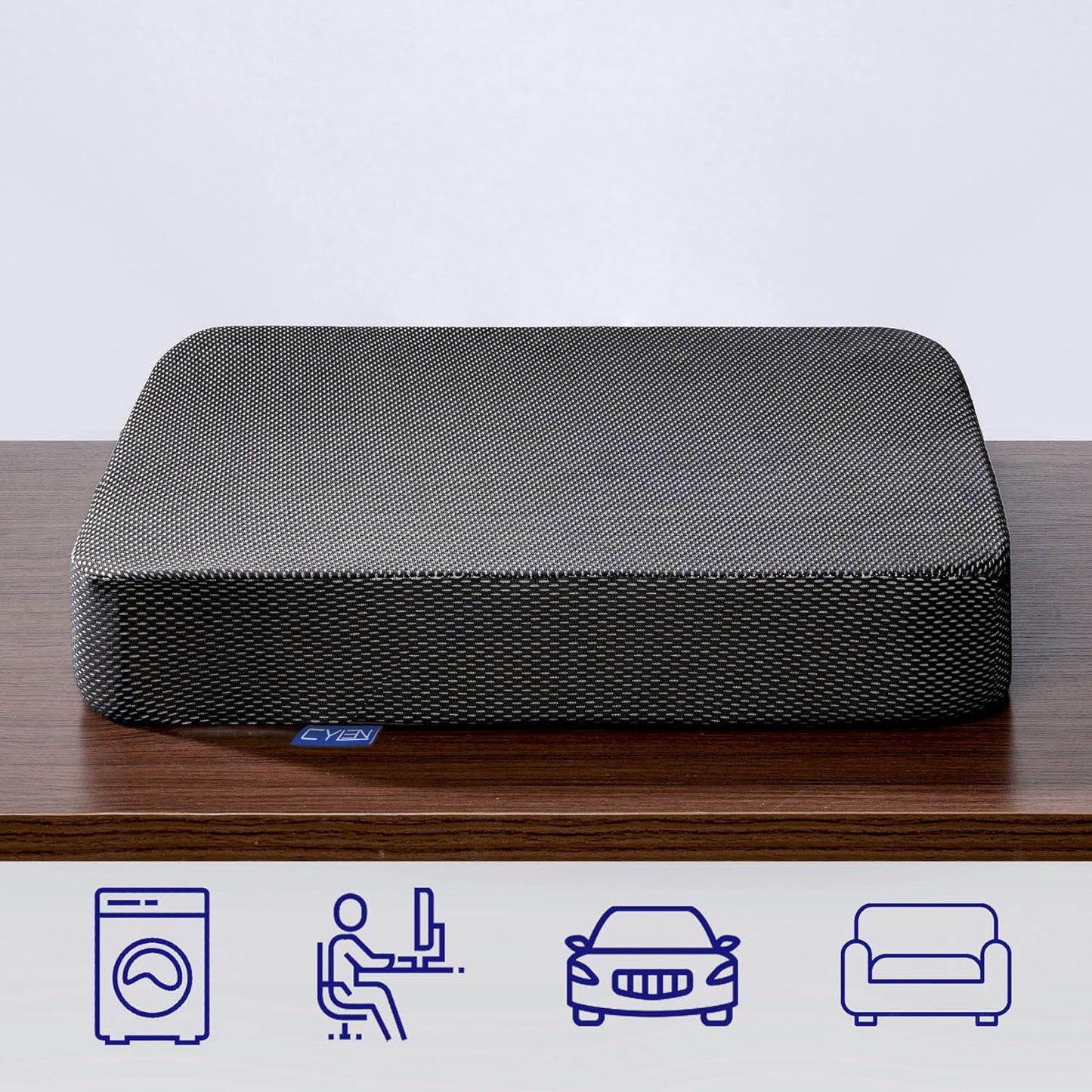 Ifoam Gel Infused Memory Foam Layer Wheelchair Cushion - Seat Cushion for Wheelchair-Office Chair, Kitchen Chair, Car Seats-Pressure Sore and Tailbone Pain Relief-High Dense Polyfoam Base(Black)