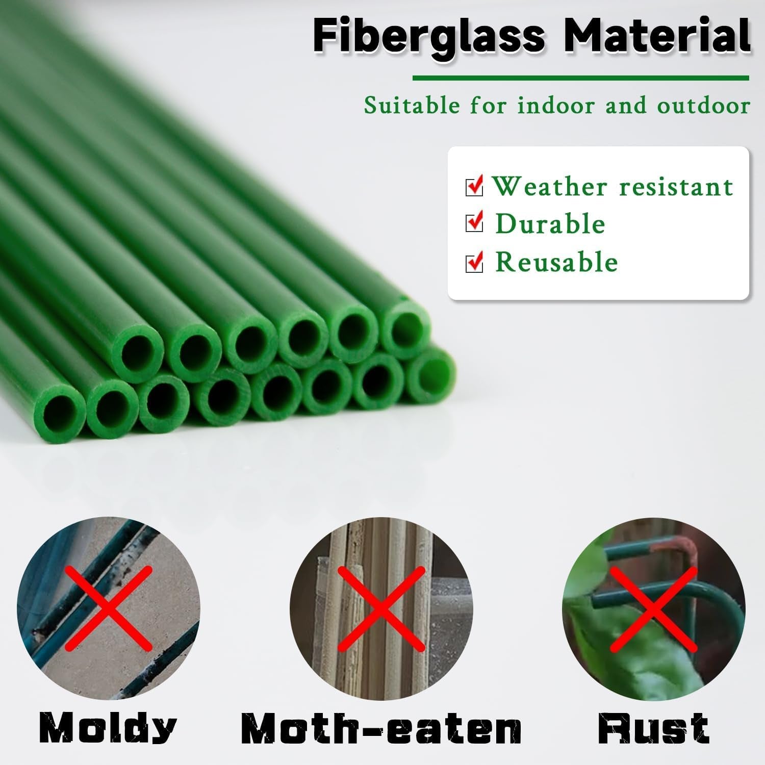 Plant Stakes 17Inch &11Inch  Adjustable Length Plant Support Stake 16Pcs Green Orchid Stick with Clips for Indoor Outdoor,Garden Pole for Potted Tomato Amaryllis Vegetables Comes with 20 Ties