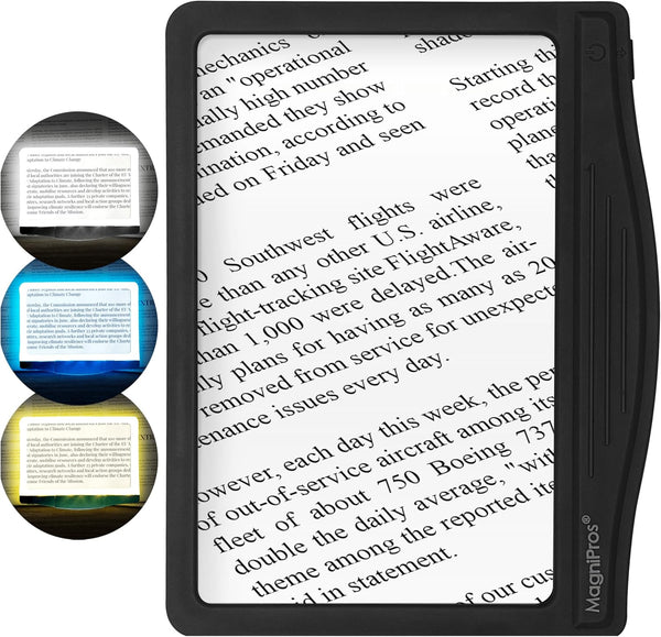 5X Large LED Page Magnifier for Reading Magnifying Glass Reader with 3 Color Lighting Modes & Anti-Glare Lens to Reduce Eye Strain-Perfect for Fine Print.