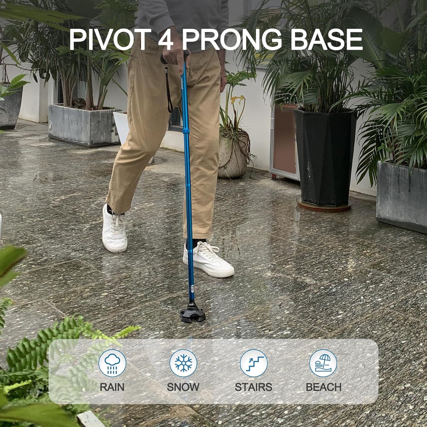 Walking Cane for Men & Women - Foldable, Adjustable, Lightweight, Self Standing Pivot Walking Cane, Soft Handle Grip, with Travel Bag, Walking Sticks for Seniors & Adults