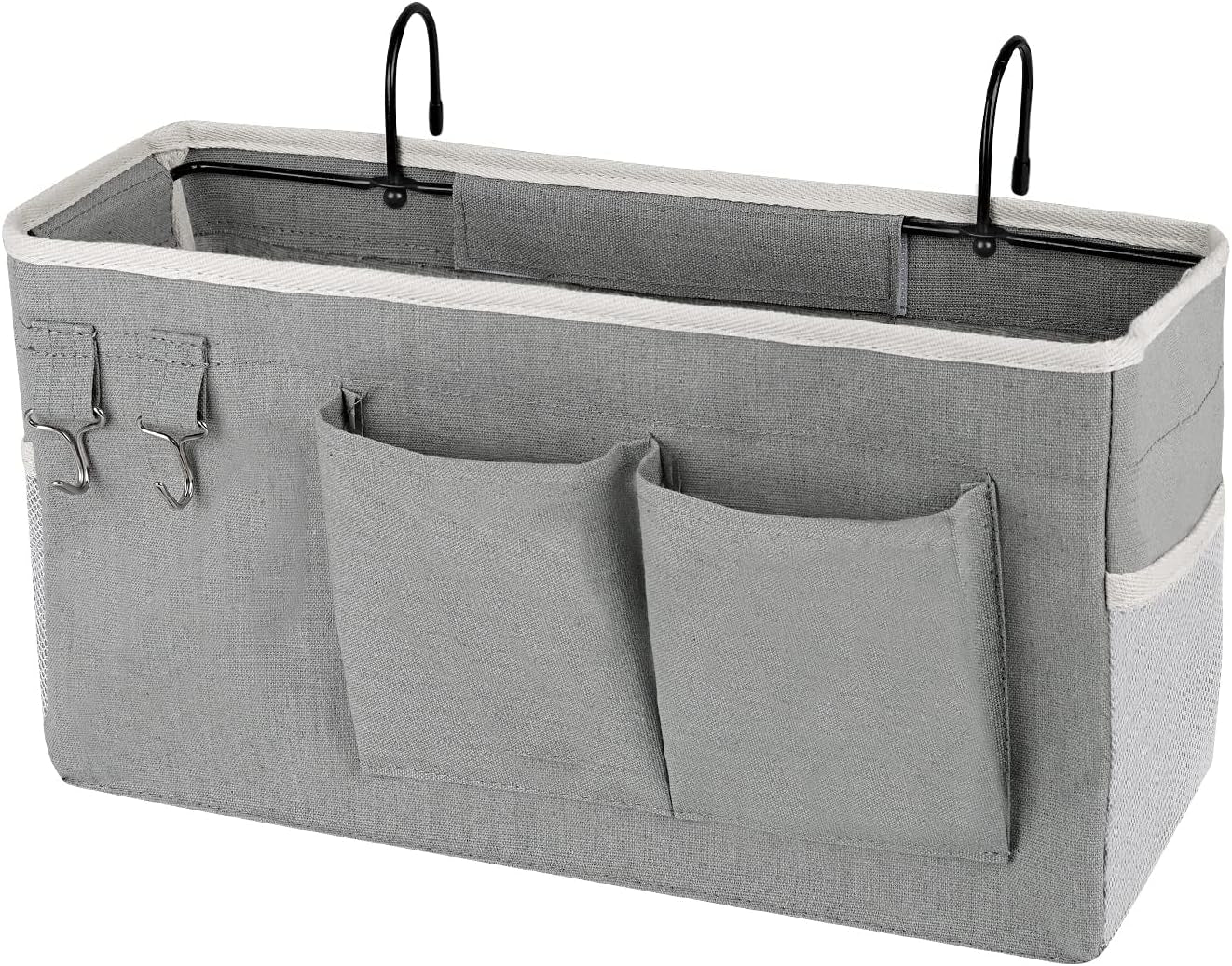 Bedside Storage Caddy/Bedside Hanging Storage Bag for Headboards Bunk Beds Dorm Rooms Book Phone Magazine Holder (Grey)