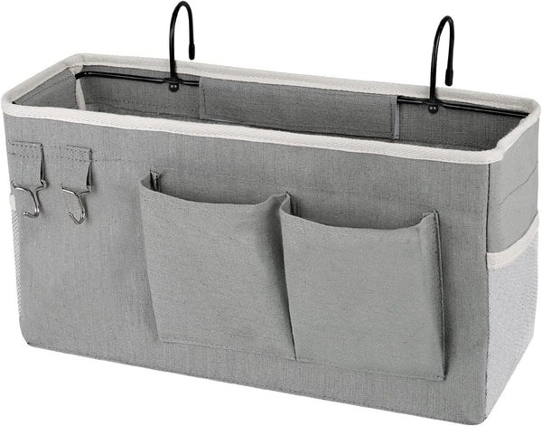 Bedside Storage Caddy/Bedside Hanging Storage Bag for Headboards Bunk Beds Dorm Rooms Book Phone Magazine Holder (Grey)