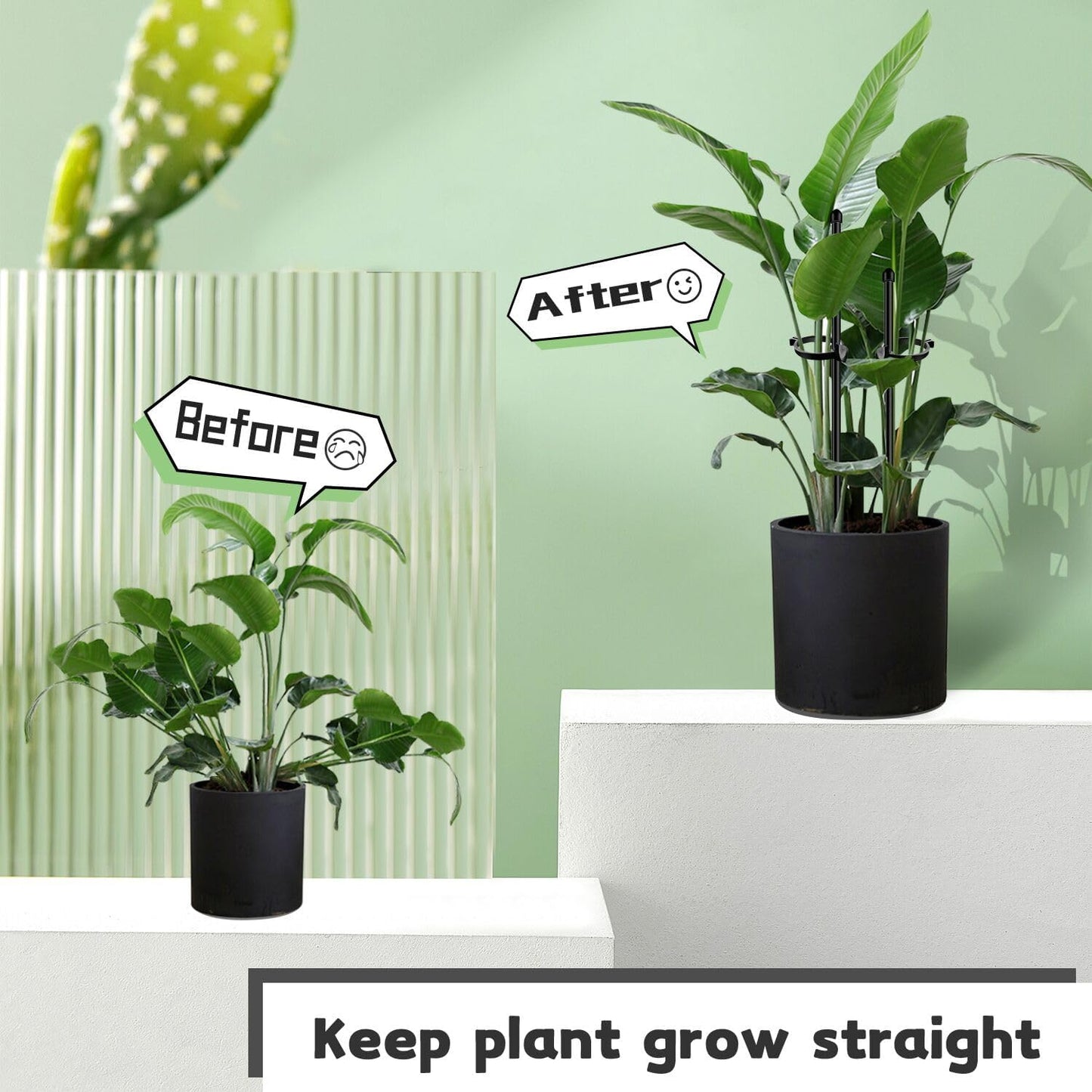 Plant Stakes 17Inch &11Inch  Adjustable Length Plant Support Stake 16Pcs Black Orchid Stick with Clips for Indoor Outdoor,Garden Pole for Potted Tomato Amaryllis Vegetables with 20 Ties