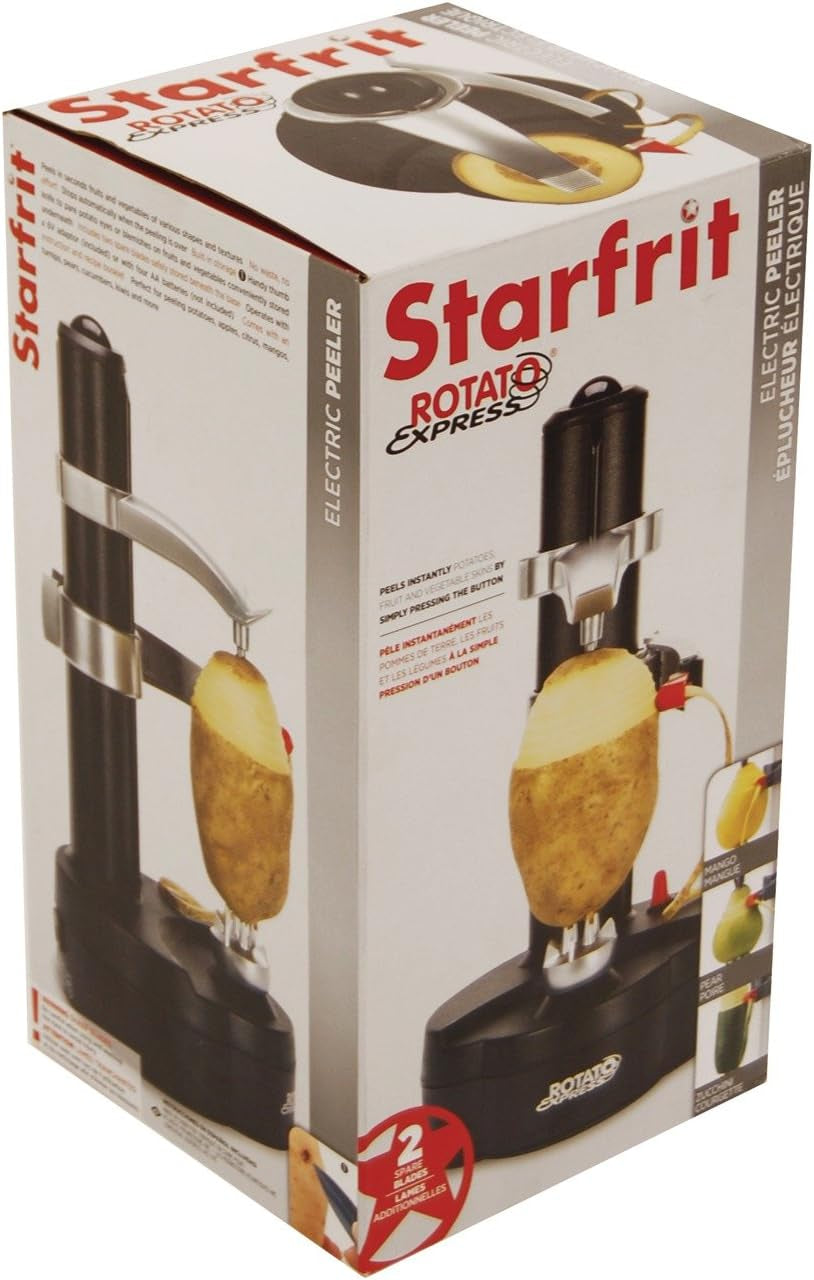 Rotato Express Electric Peeler - 2 Spare Blades - Safe & Easy to Use - Effortlessly Peels Vegetables and Fruit