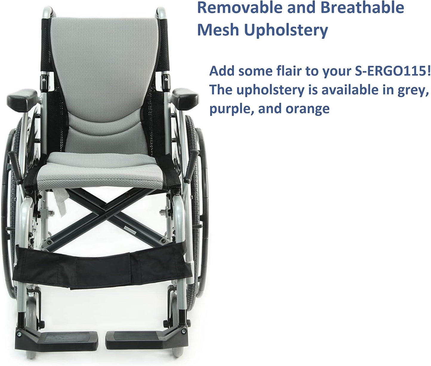 Karman K-115 25 Lbs Ultra Light Ergonomic Wheelchair with Removable Footrest Silver Color