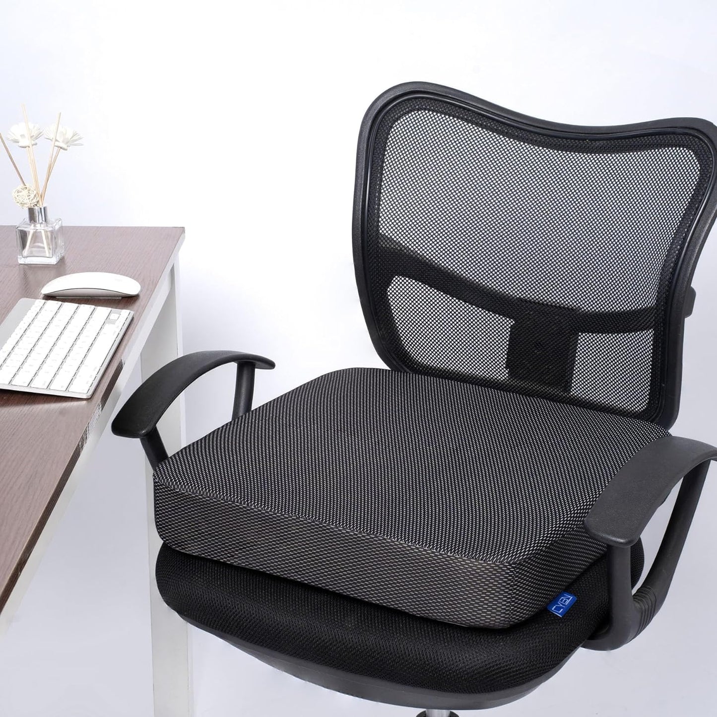 Ifoam Gel Infused Memory Foam Layer Wheelchair Cushion - Seat Cushion for Wheelchair-Office Chair, Kitchen Chair, Car Seats-Pressure Sore and Tailbone Pain Relief-High Dense Polyfoam Base(Black)