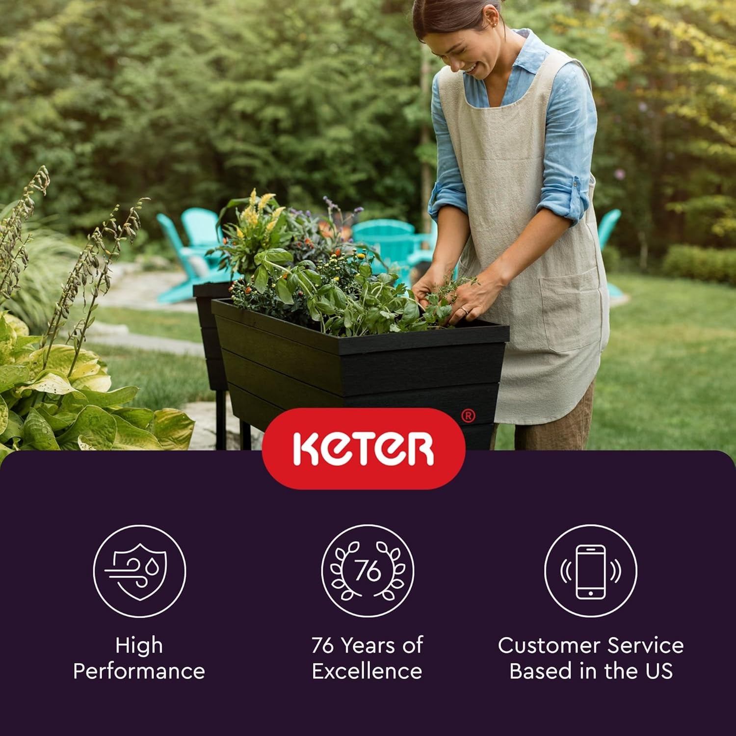 Urban Bloomer 12.7 Gallon Raised Garden Bed and Outdoor Herb Garden Planter with Self Watering Gauge and Drainage Plug, Dark Grey