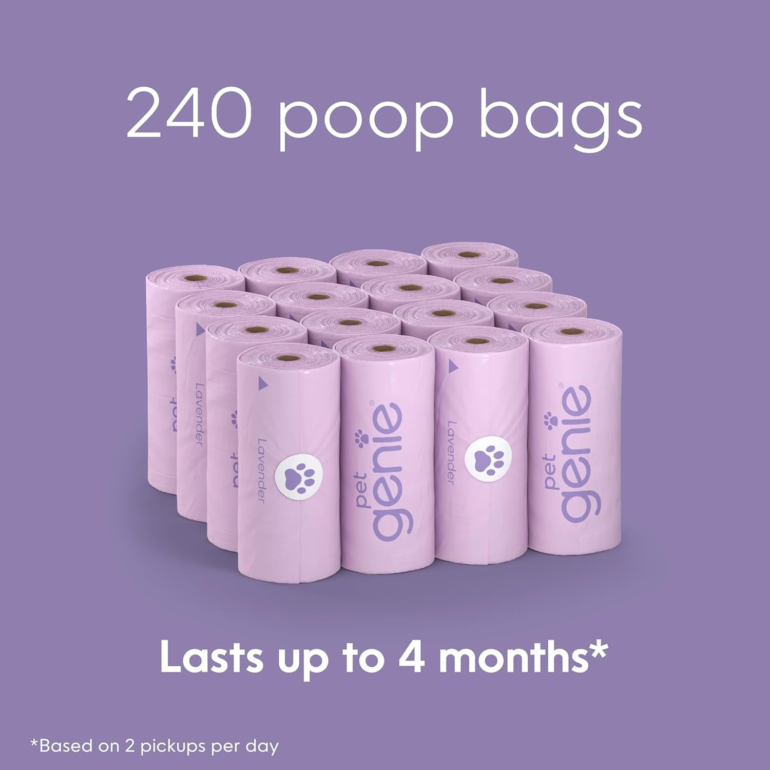 , Dog Poop Bags Rolls Scented, Extra Strong & Leak-Proof for Dogs, Lavender Scented, Easy Tear Pet Waste Bags, Made from 65% Recycled Plastic, 16 Rolls (240 Count)