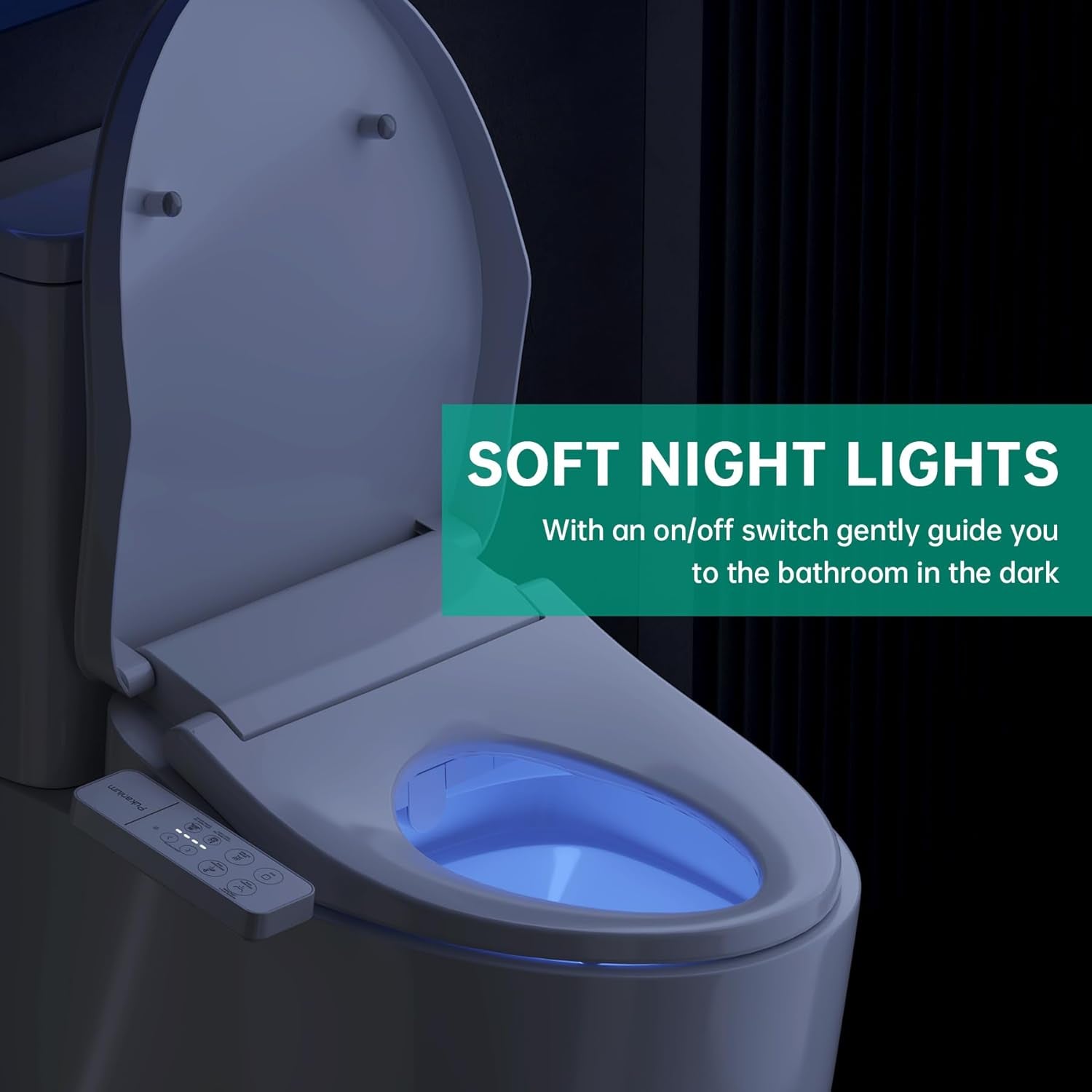 Bidet Toilet Seat Elongated, Electric Smart Heated Seat with Air Dryer & Instant Warm Water, 4-Temp Adjustable Feminine Rear/Moving Wash, Night Light, Energy Saving & Soft-Close