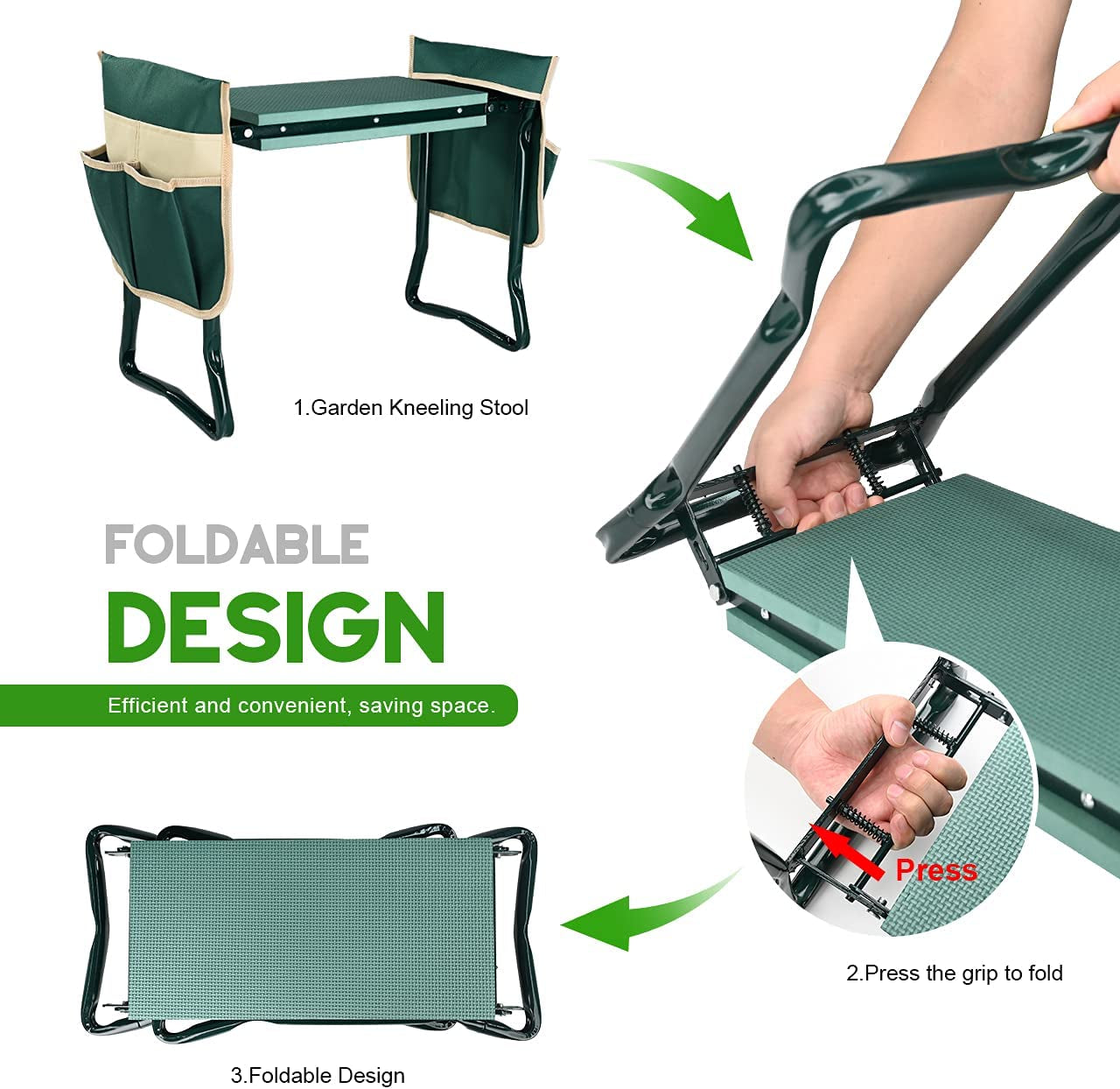 Upgraded Garden Kneeler and Seat with Thicken & Widen Soft Kneeling Pad,Heavy Duty Foldable Gardener Stool with 2 Tool Pouches,Gardening Gifts for Women Mom Men Seniors¡­…