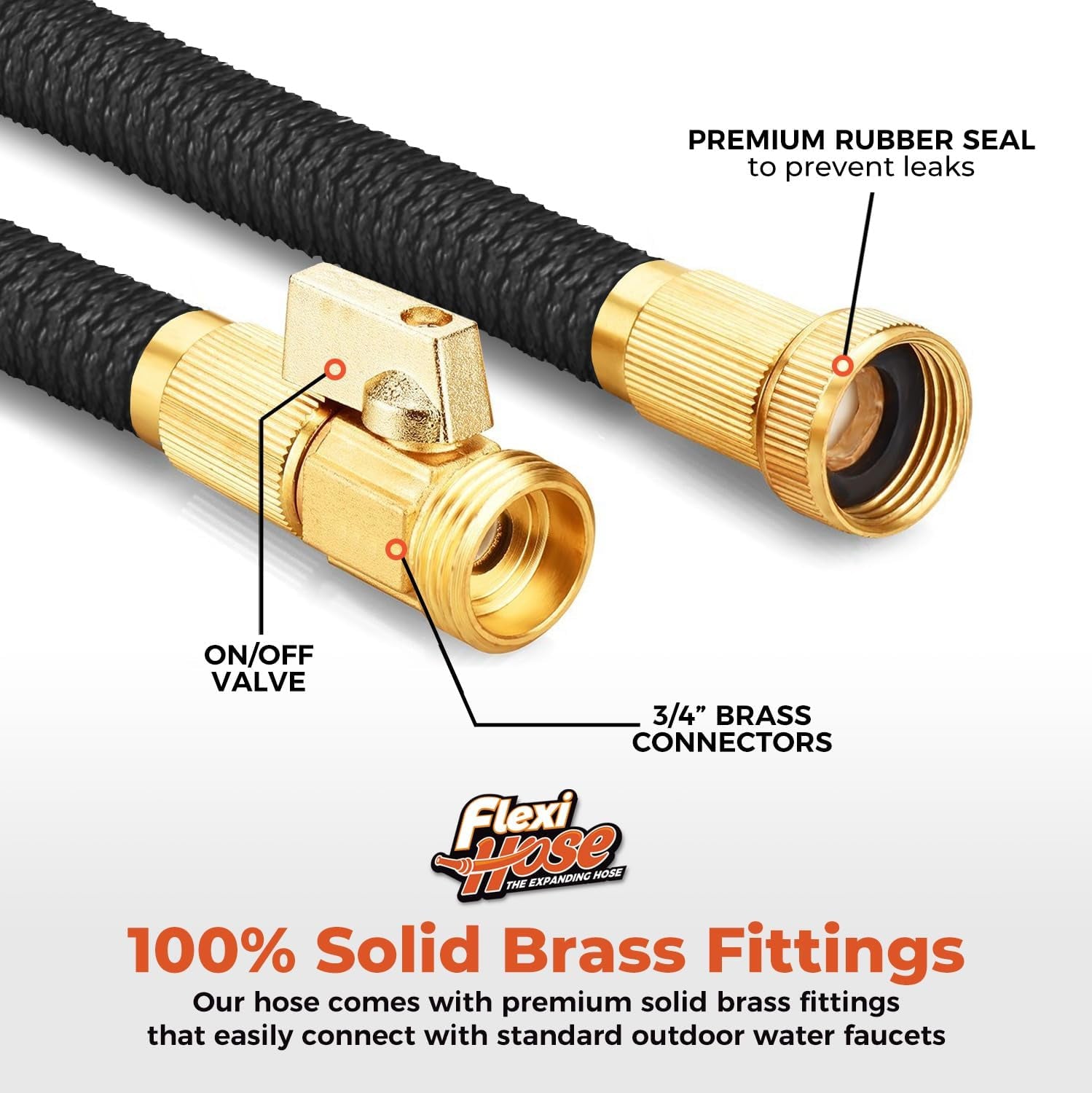 Lightweight Expandable Garden Hose, 100FT -Retractable Garden Hose, Water Hose - No-Kink Flexibility, 3/4 Inch Solid Brass Fittings and Double Latex Core