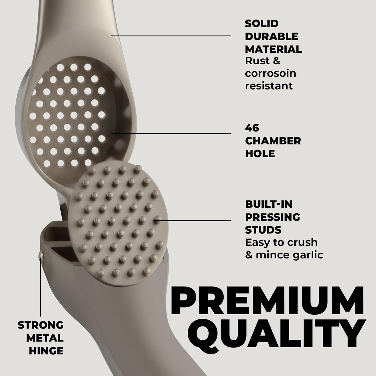 Large Premium Garlic Press Set – Rust Proof & Dishwasher Safe, Bigger Bowl Garlic Mincer Tool with Silicone Garlic Peeler & Brush, Easy Squeeze & Clean, Ergonomic Handle - Silver