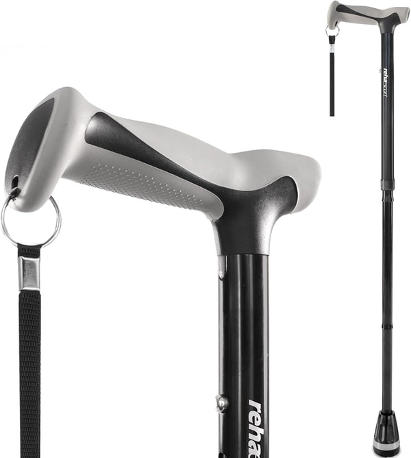 Walking Cane, Folding, Adjustable, Lightweight, Walking Canes for Men & Women, Soft Ergonomic Handle, Heavy Duty All Terrain Tip, Walking Sticks for Seniors & Adults with Travel Bag