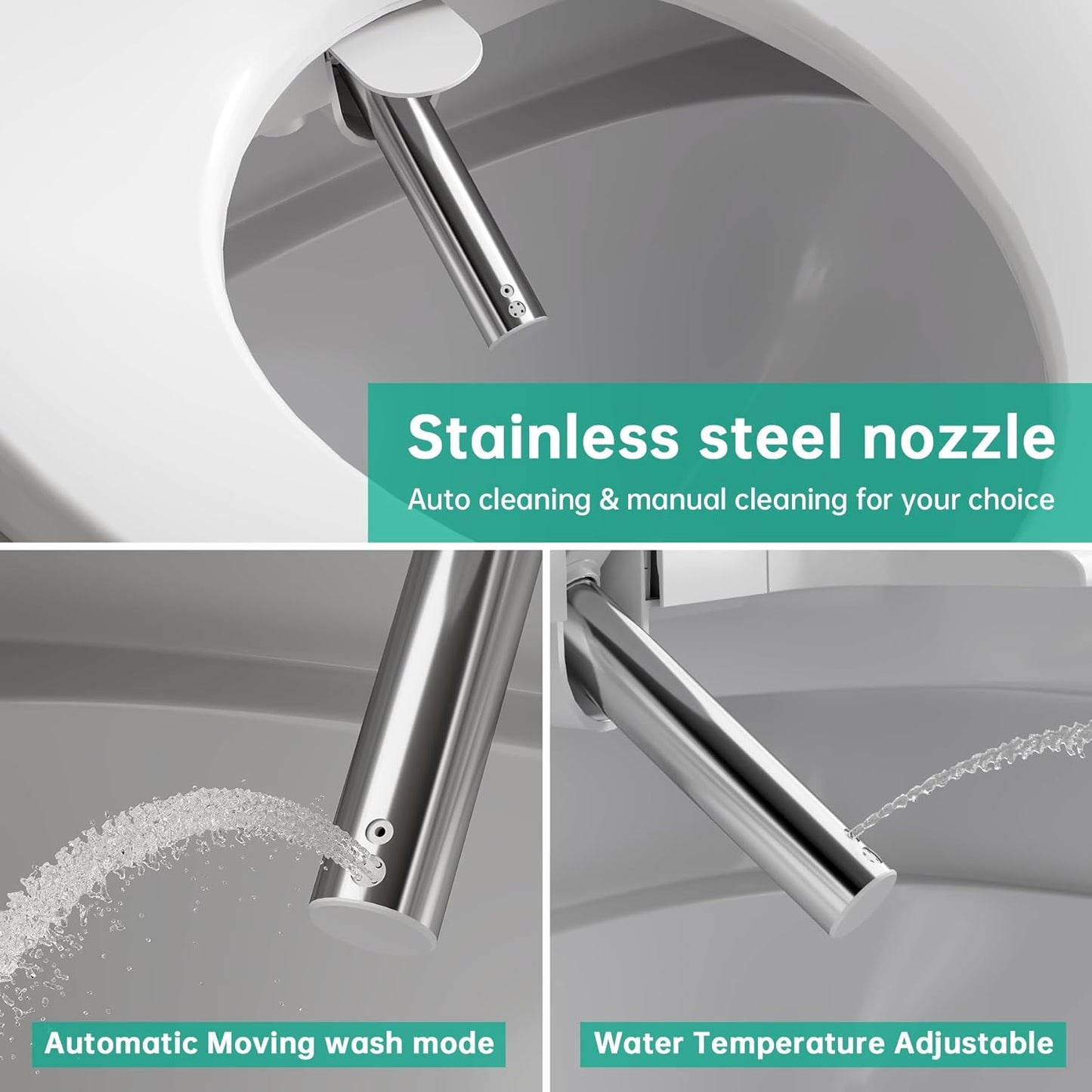 Bidet Toilet Seat Elongated, Electric Smart Heated Seat with Air Dryer & Instant Warm Water, 4-Temp Adjustable Feminine Rear/Moving Wash, Night Light, Energy Saving & Soft-Close