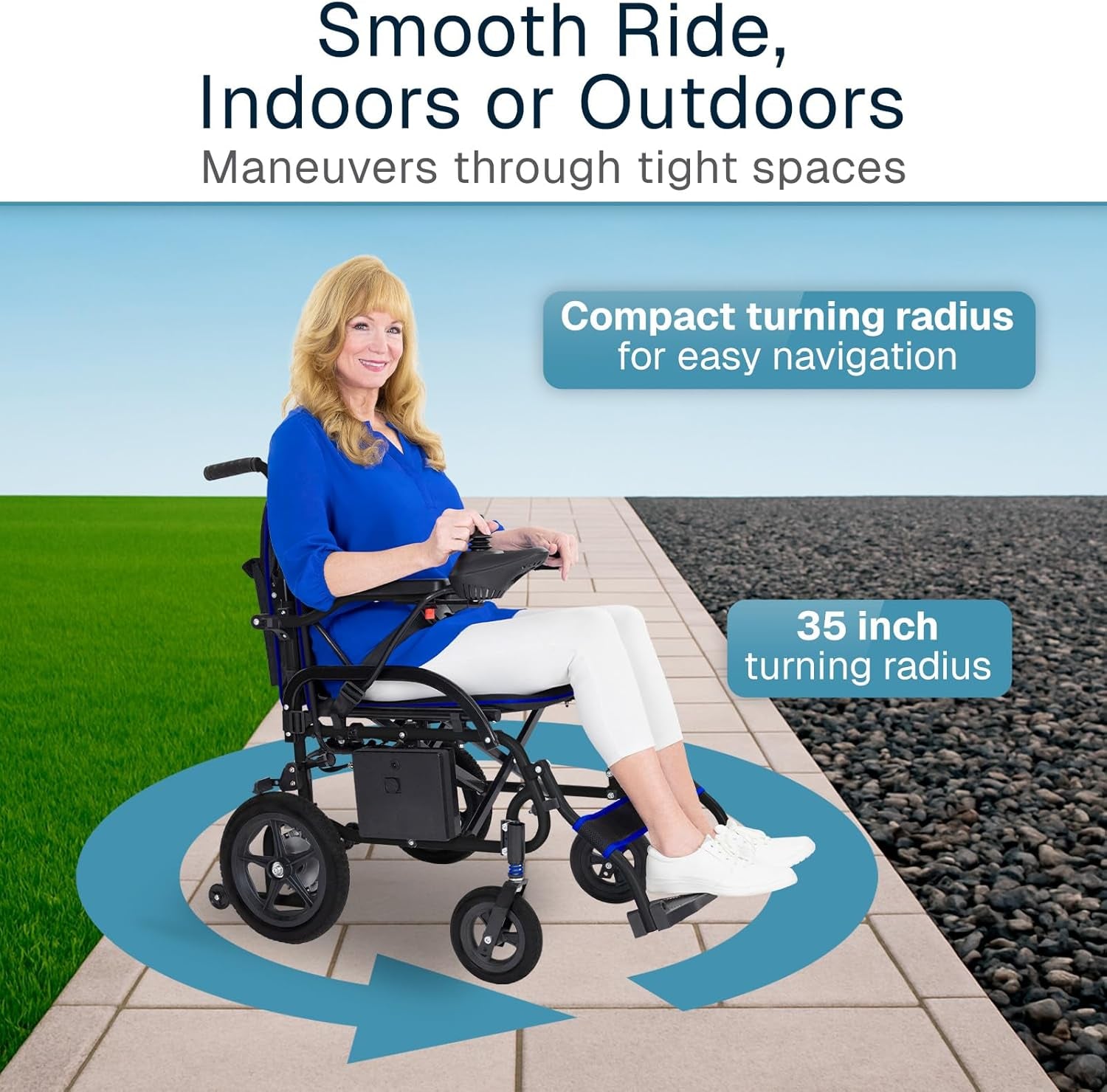 Vive Lightweight Electric Wheelchair for Adults - Foldable Power Wheel Chair - Collapsible, Folding, Ultralight, Motorized, Light Weight Travel Senior Carbon Fiber Mobility Aid - Weighs 39 Lbs