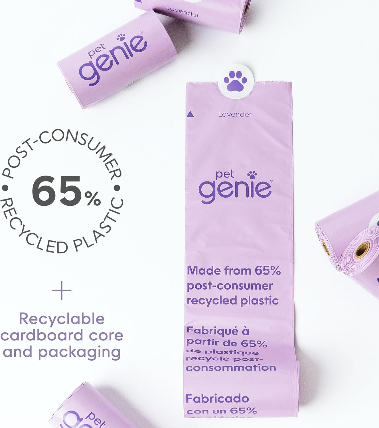 , Dog Poop Bags Rolls Scented, Extra Strong & Leak-Proof for Dogs, Lavender Scented, Easy Tear Pet Waste Bags, Made from 65% Recycled Plastic, 16 Rolls (240 Count)