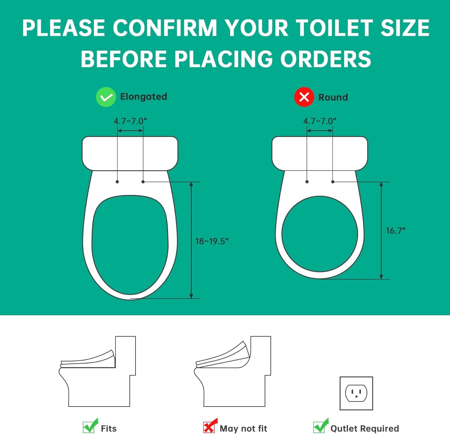 Bidet Toilet Seat Elongated, Electric Smart Heated Seat with Air Dryer & Instant Warm Water, 4-Temp Adjustable Feminine Rear/Moving Wash, Night Light, Energy Saving & Soft-Close