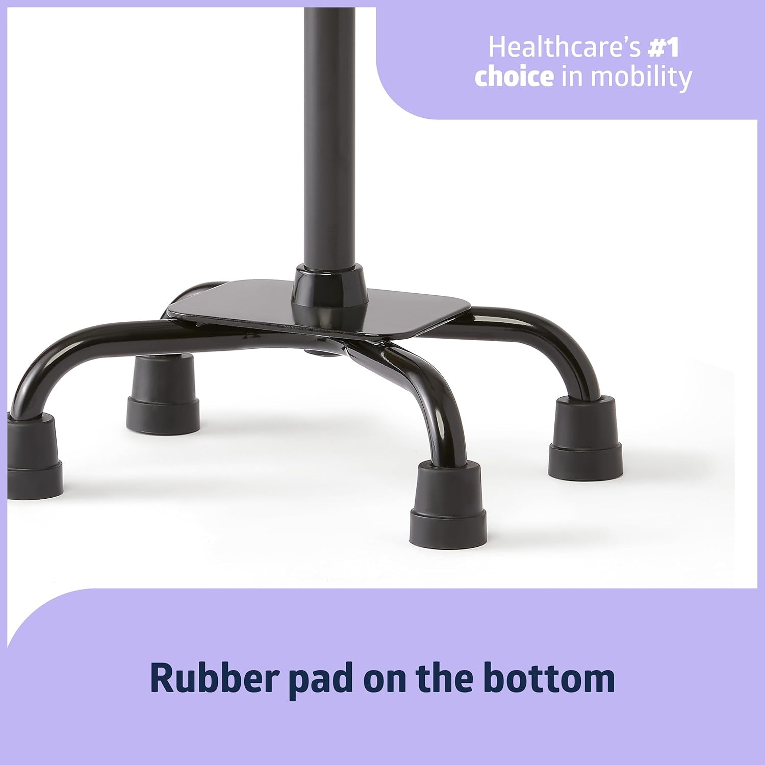 Aluminum Quad Cane with Small Base for Balance, Knee Injuries, Leg Surgery Recovery & Mobility, Portable, Lightweight Walking Aid for Seniors & Adults