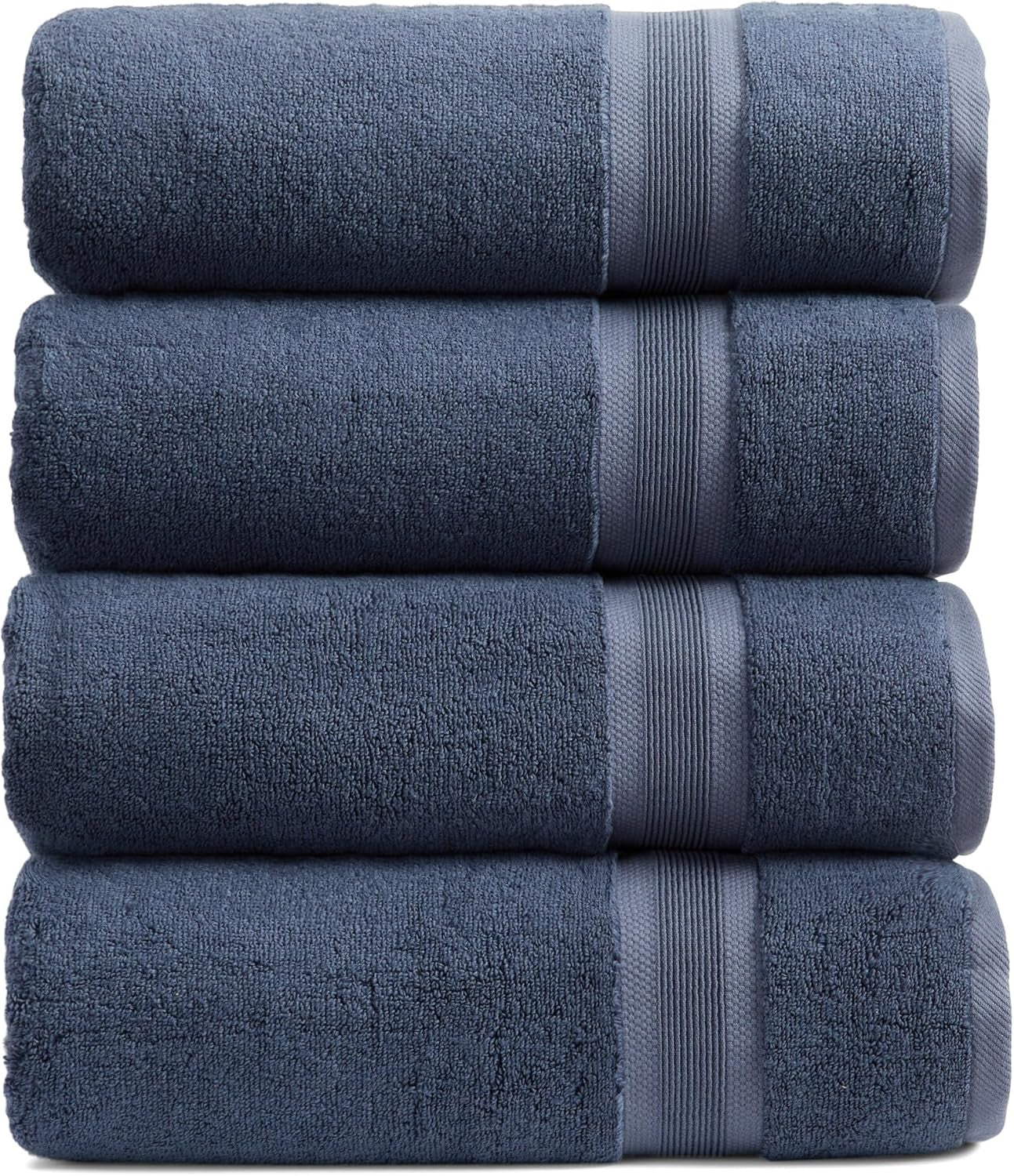 Luxury Viscose from Bamboo Bath Towel Set of 4 | 35% Viscose from Bamboo - 65% Cotton | Absorbent Quick-Dry Towels for Bathroom | Oeko-Tex Standard 100 Cotton | French Blue