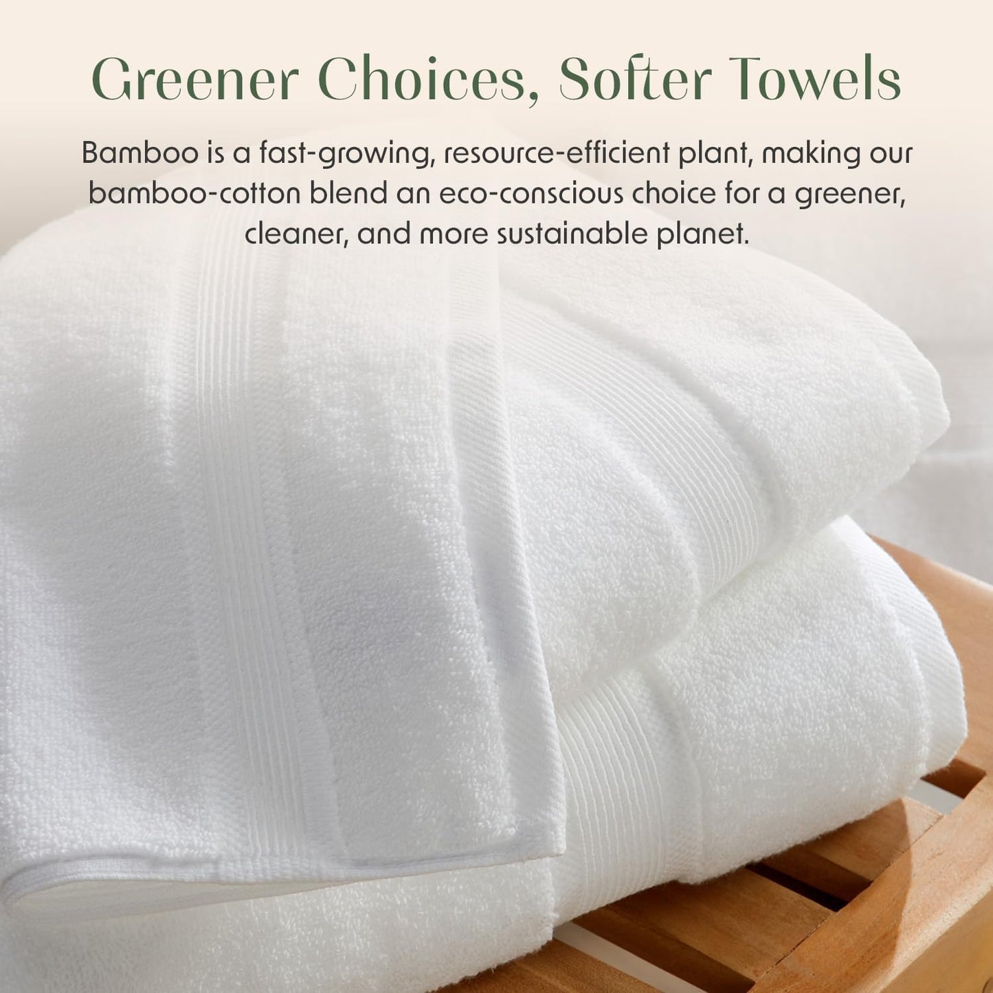 Luxury Bamboo Rayon Bath Towel Set of 4 | 35% Bamboo Rayon - 65% Zero Twist Cotton | Absorbent Quick-Dry Towels for Bathroom | Oeko-Tex Standard 100 Cotton | White - 4 Pack