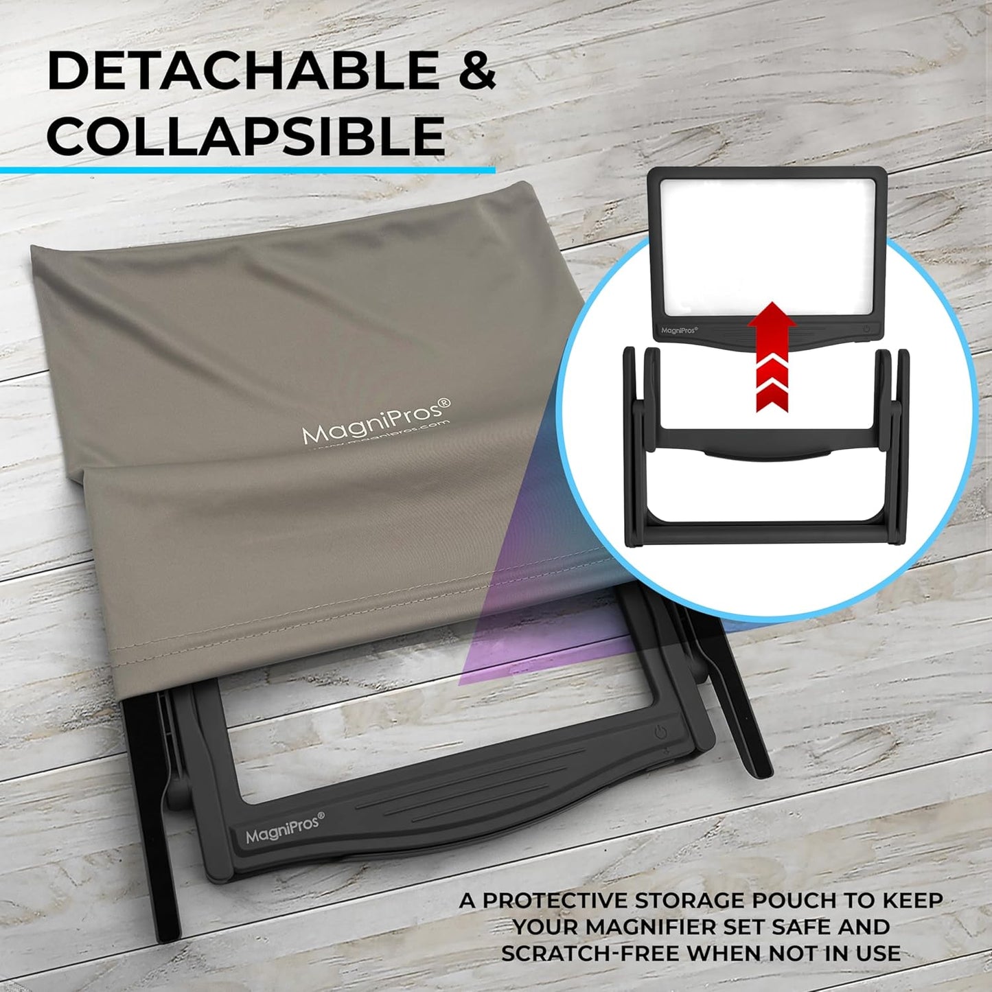 Patented 5X Large LED Page Magnifier with Detachable Stand | Eye Caring 3 Color Light Modes & Anti-Glare Lens to Reduce Eye Strain-Ideal for Reading Fine Print, Crafting.