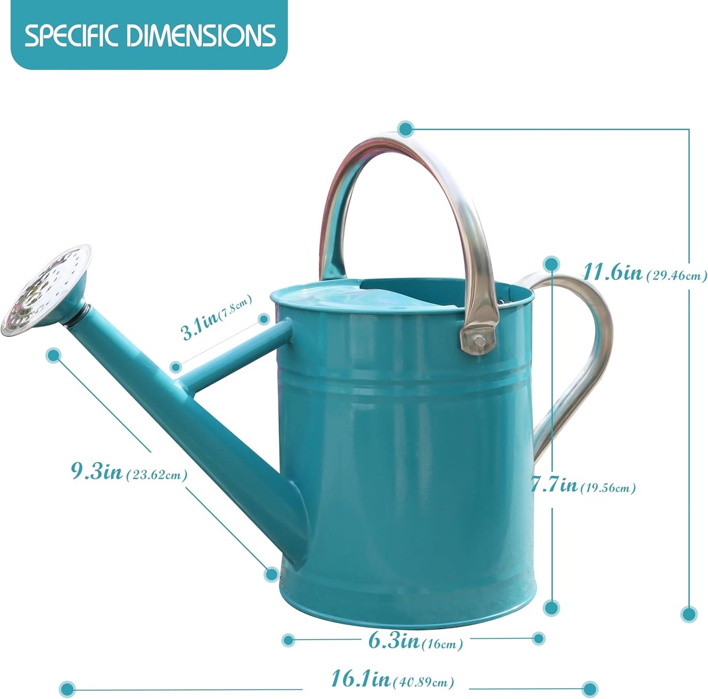 Metal Watering Can for Outdoor and Indoor Plants, Watering Can Decor, 1 Gallon (Leaf Green)