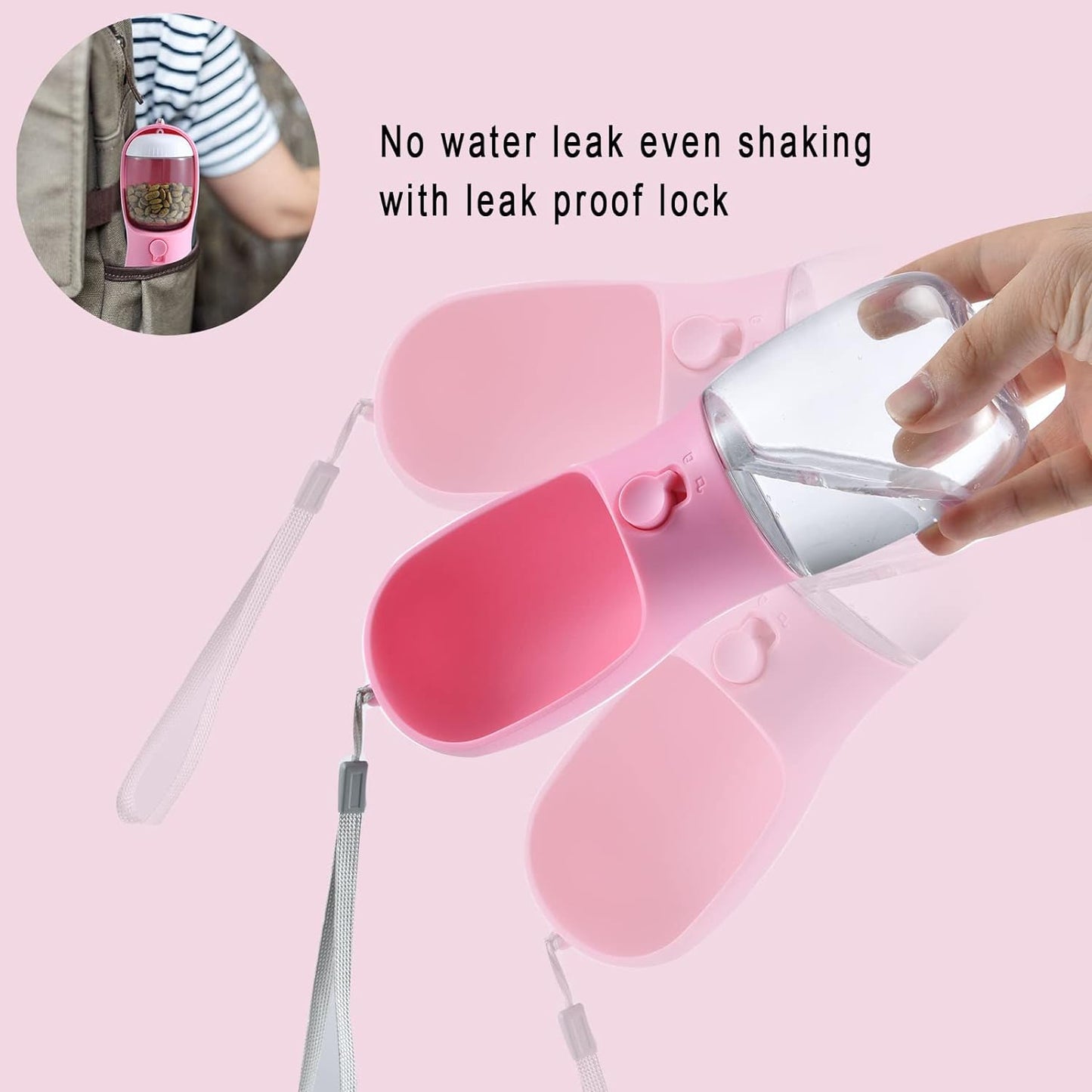 Dog Water Bottle with Food Container, Travel Puppy Water Bowl, Portable Pet Dispenser, Girl Dog Accessories Stuff Items Essentials Necessities for Yorkie Chihuahua Cat Walking and Hiking