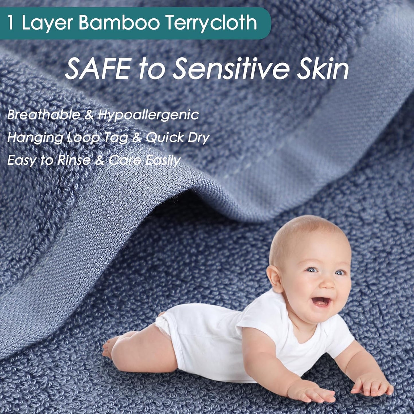 Wash Cloths 6 Pack, Reusable Makeup Remover Cloths, Super Soft and Gentle Face Towel for Sensitive Skin, 10X10 Inch Small Face Washcloths, Easy to Rinse Quick Dry Slate Blue Facial Cleansing Cloths