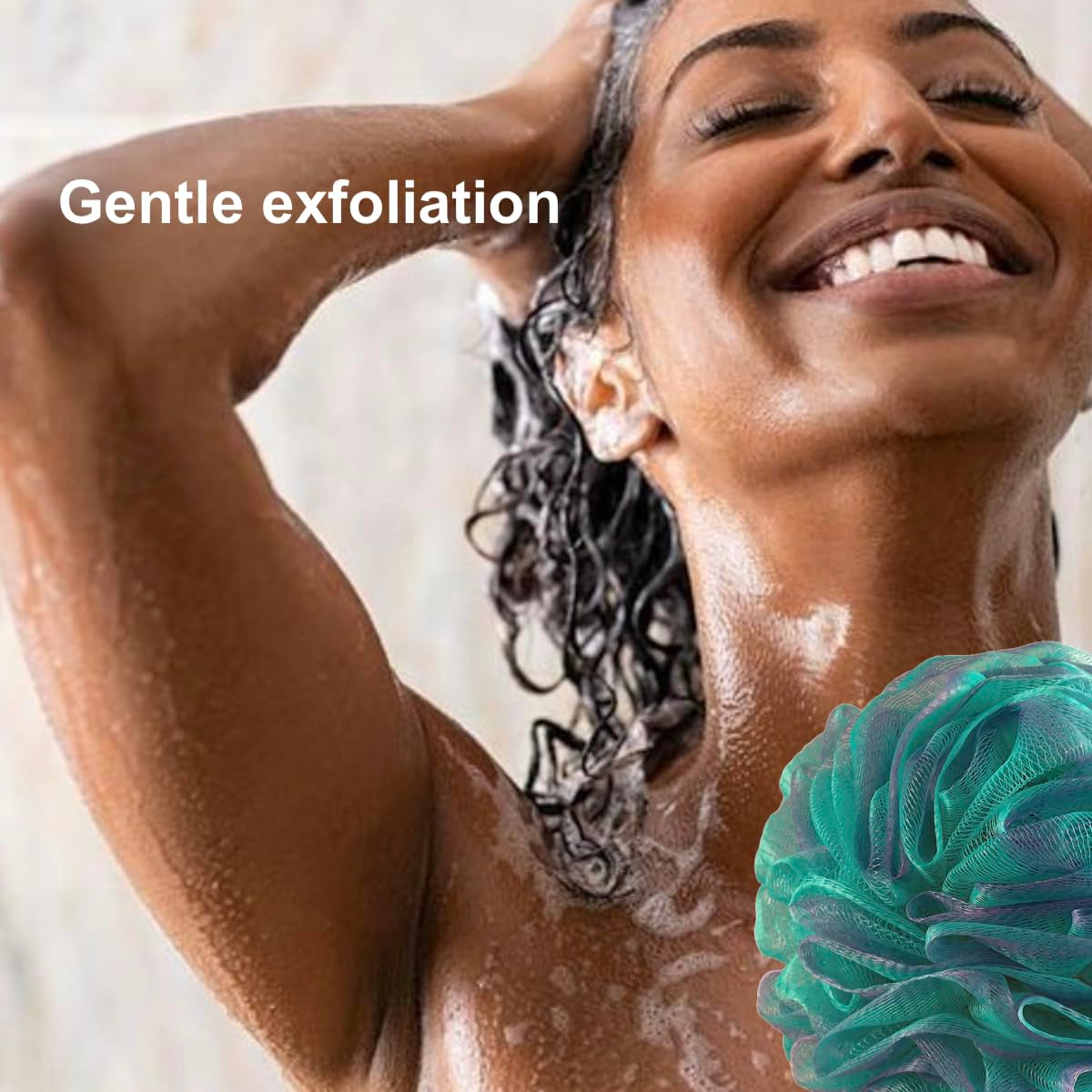 Loofah-Bath-Sponge XL Swirl-Mix-Color 4-Pack // Extra-Large 75G Mesh Luffa Loofa Loufa Puff Pouf Set/Exfoliating Body Scrubber for Women and Men - Exfoliate & Soothe Face & Body