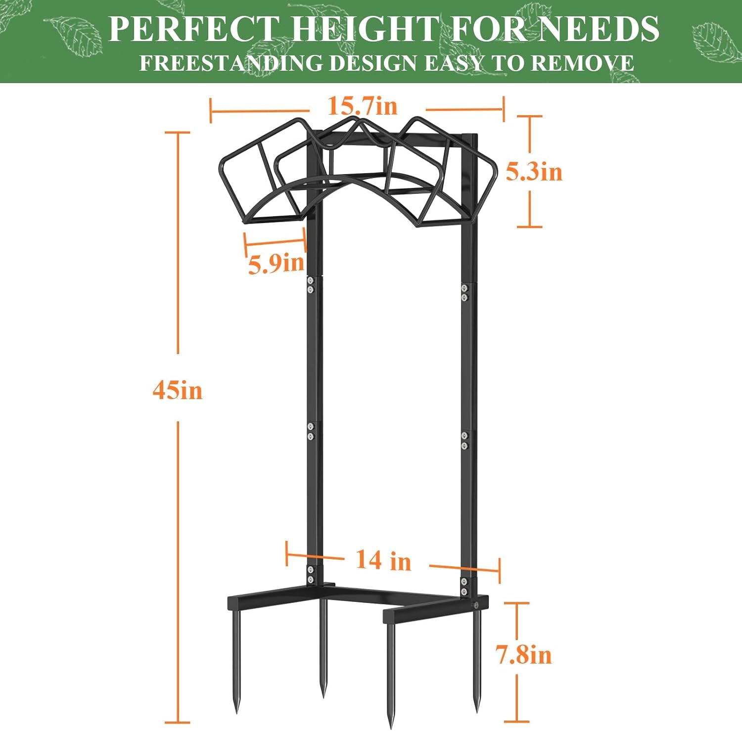Super Stable Garden Hose Holder, Detachable Water Hose Holders Stand Holds 160-Feet Freestanding Hose Storage Hanger Rack for outside Yard Lawn Farm (Black)