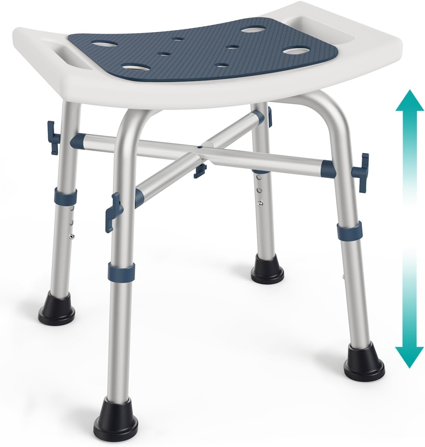 Shower Chair for inside Shower (350 Lb) - Adjustable Height, Padded Seat, Shower Chair for Elderly and Disabled - Shower Chair for Adults, Tub Chairs for Bathtubs - Dark Blue