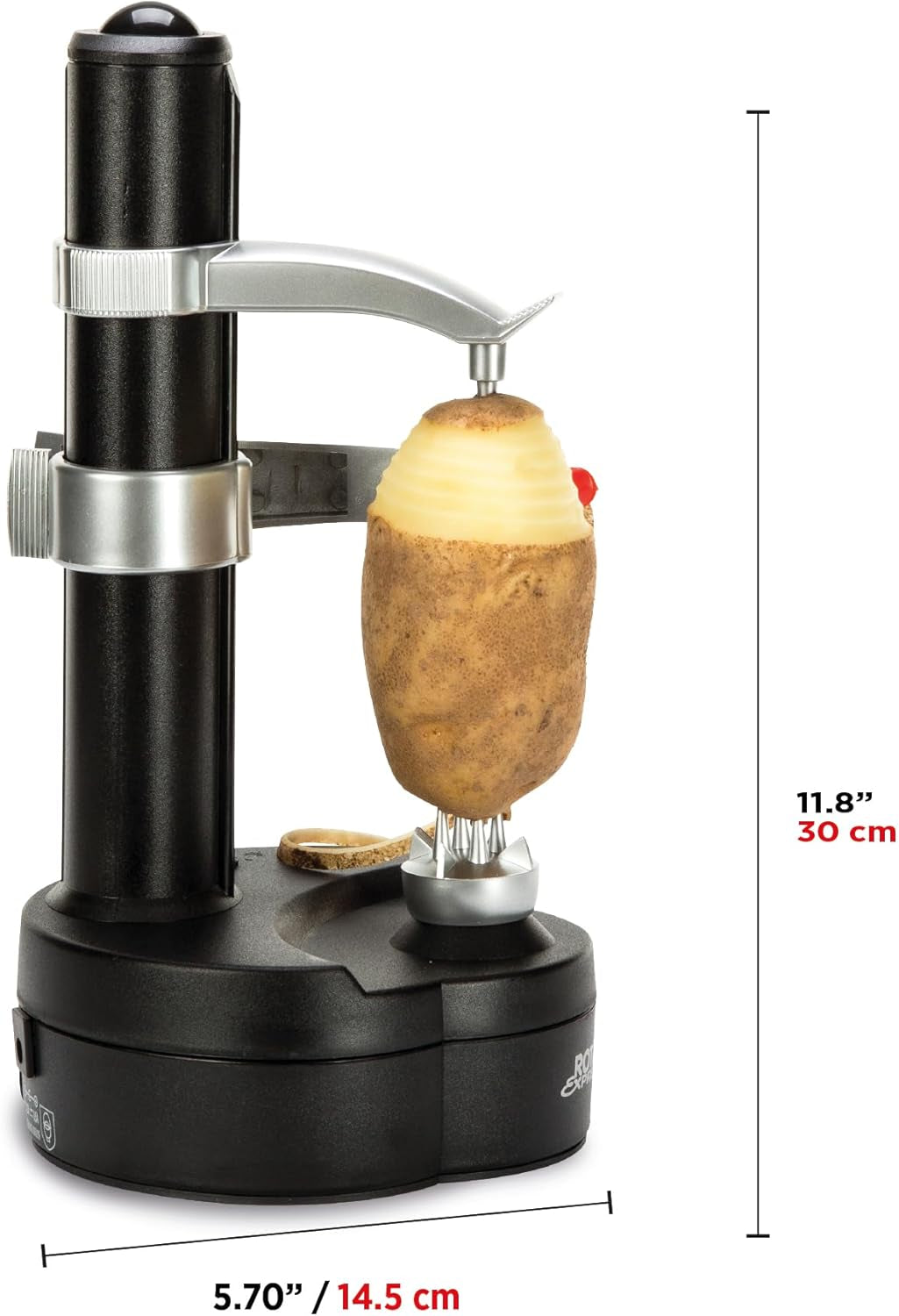 Rotato Express Electric Peeler - 2 Spare Blades - Safe & Easy to Use - Effortlessly Peels Vegetables and Fruit